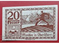 Bancnota-Austria-G.Austria-Mondsee-20 Heller 1920-maro