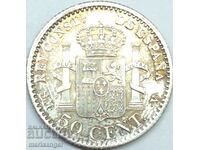 Spain 50 Centimos 1904 Alfonso VIII Silver Patina