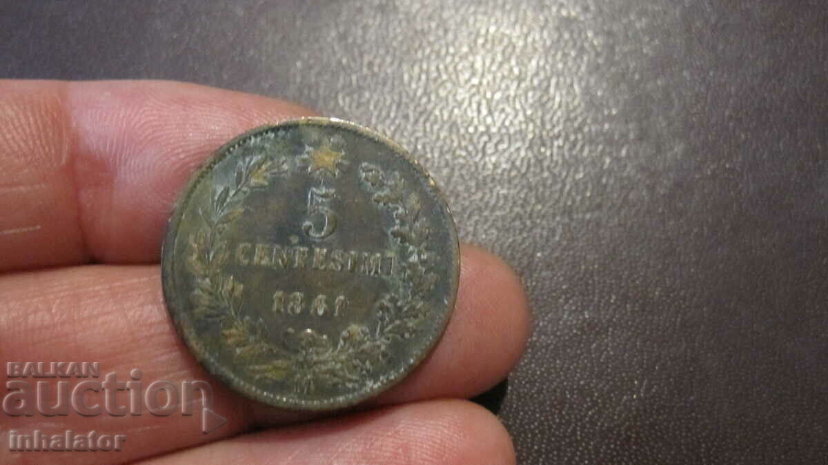 1861 έτος 5 νομίσματα Ιταλία γράμμα M