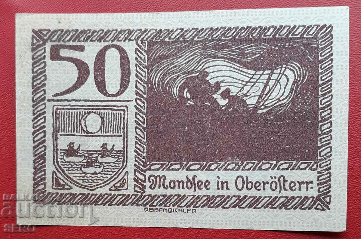 Bancnota-Austria-G.Austria-Mondsee-50 hel.1920-maro-albastru