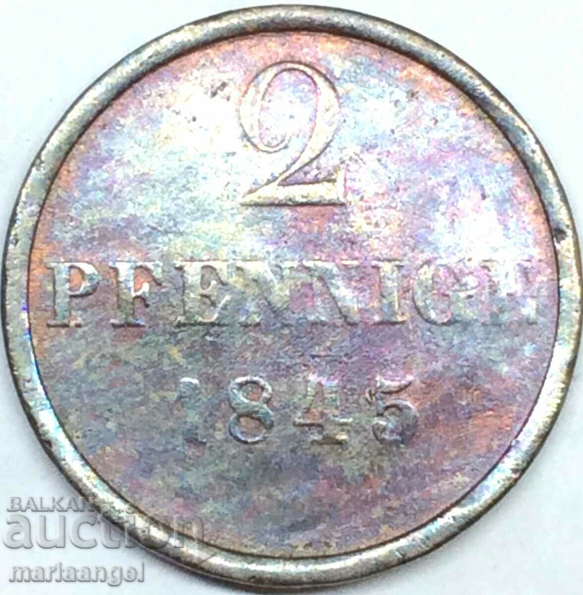 Hanovra 2 Pfennig 1845 Germania