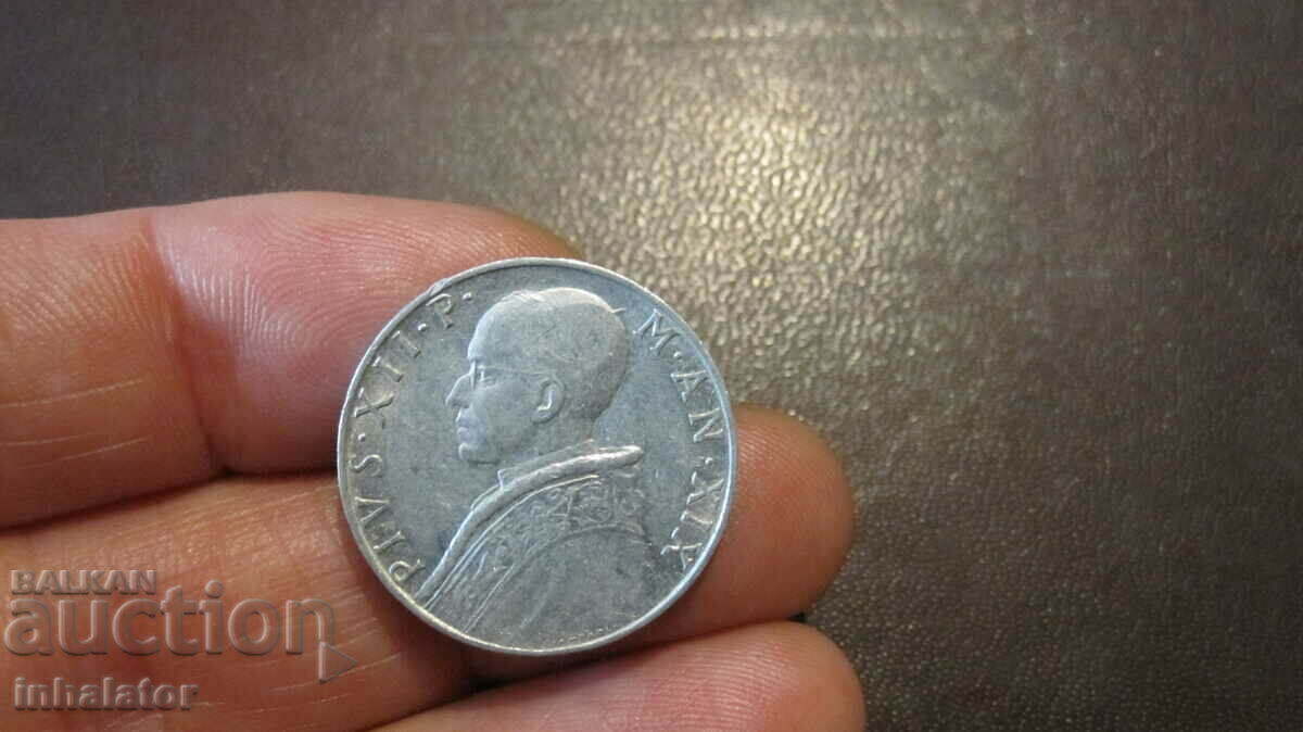 1957 Vatican 10 lire aluminiu