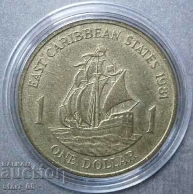 EASTERN CARIBBEAN TERRITORIES- 1 dollar 1981