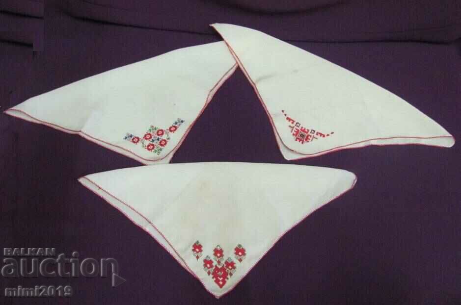 Delivery of 50's Hand Embroidered Silk Handkerchiefs 3 pcs. Delivery of 50's Hand Embroidered Silk Handkerchiefs 3 pcs.