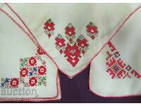 50's Hand Embroidered Silk Handkerchiefs 3 pcs.