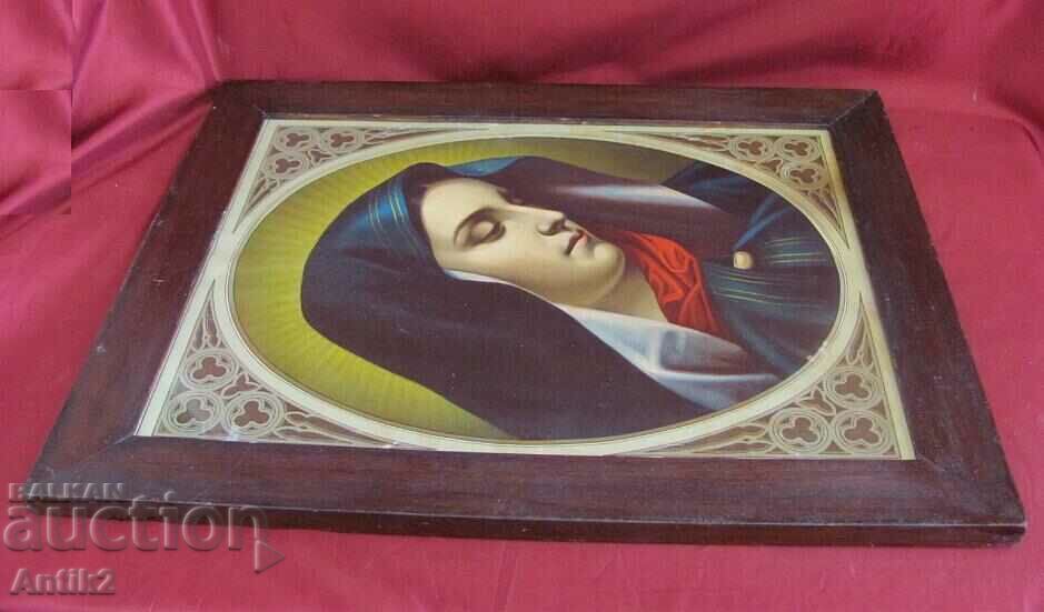 Delivery of 19th century Original Chromolithograph - Virgin Mary