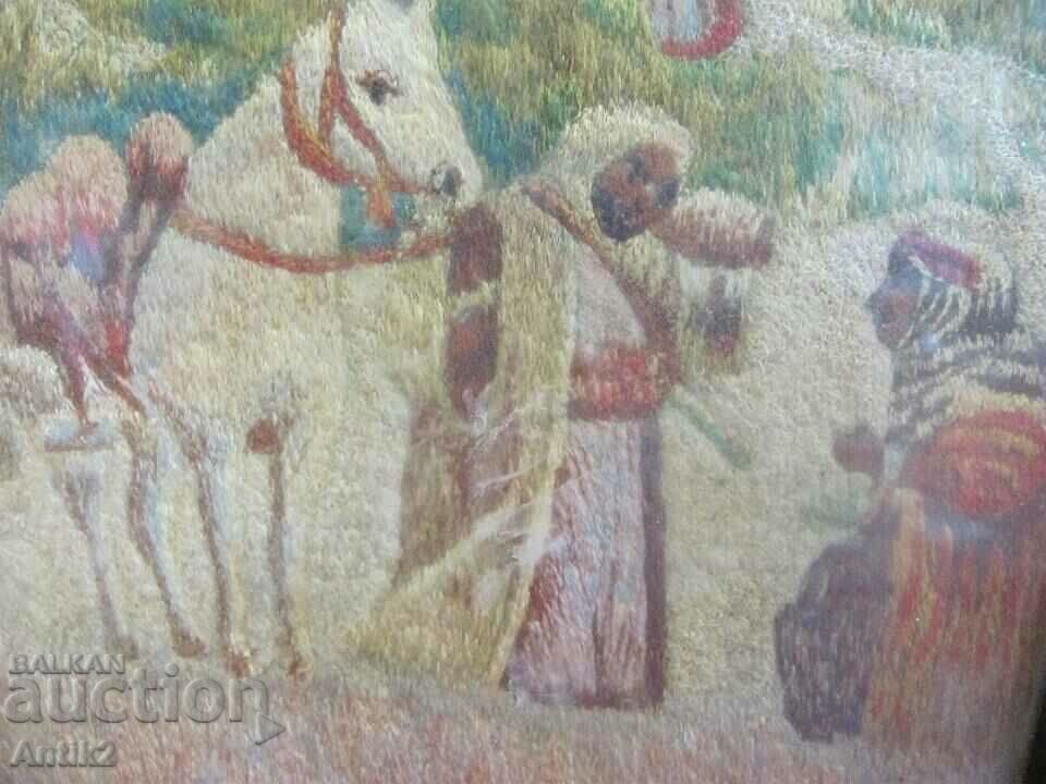 Delivery of 19th Century Handmade Tapestry, Rare Painting Delivery of 19th Century Handmade Tapestry, Rare Painting