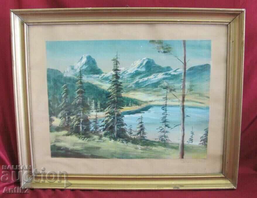 30's Original Watercolor "Rila Lake"