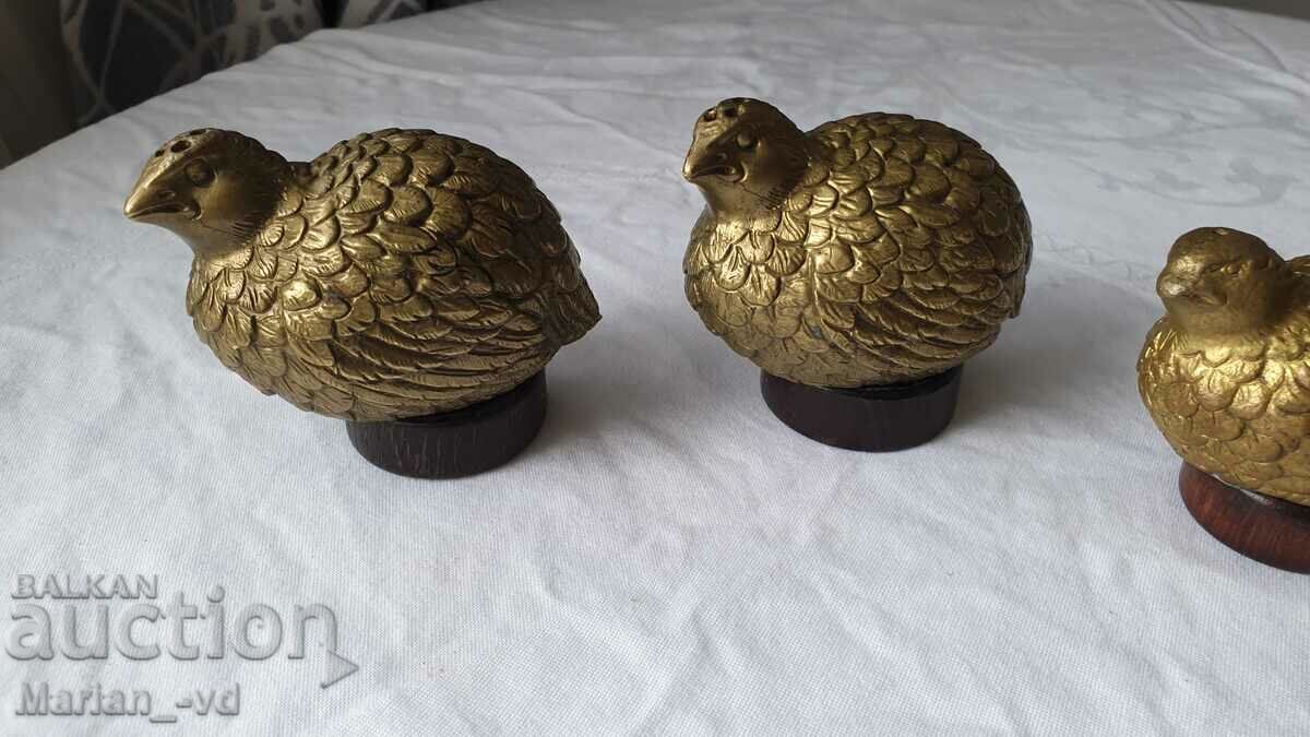 Sare de prepeliță din bronz - 3 buc - 7