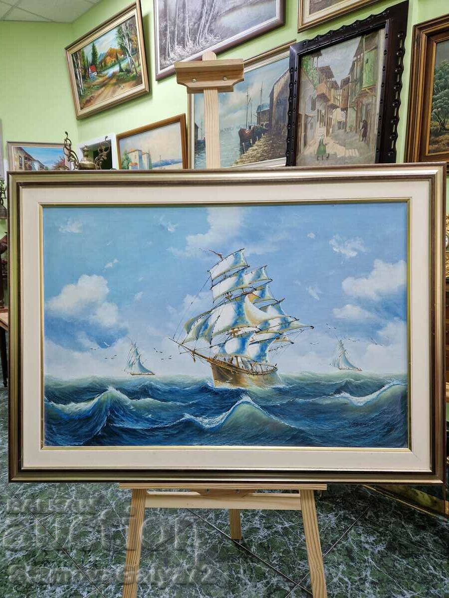 A great large antique oil on canvas painting