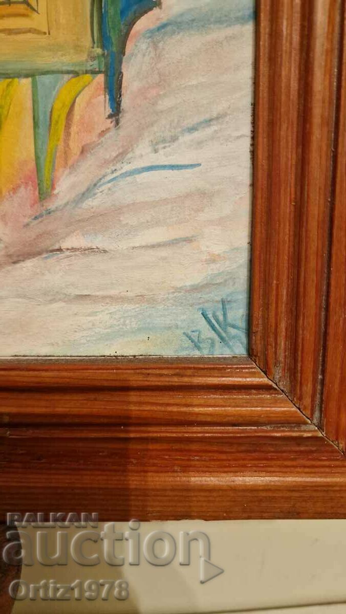 Auction Old Bulgarian painting, oil, signed, massive wooden frame Auction Old Bulgarian painting, oil, signed, massive wooden frame