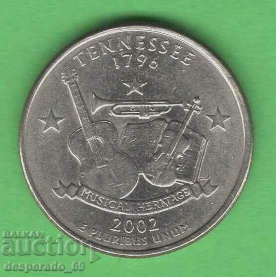 (¯`'•.¸   25 цента 2002 D  САЩ (Tennessee)