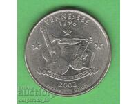 (¯`'•.¸ 25 cents 2002 D USA (Tennessee)