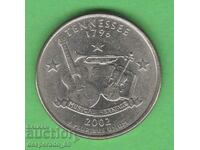 (¯`'•.¸   25 цента 2002 D  САЩ (Tennessee)