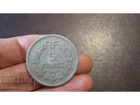 1950 год 5 франка буква - В -  Франция Алуминий