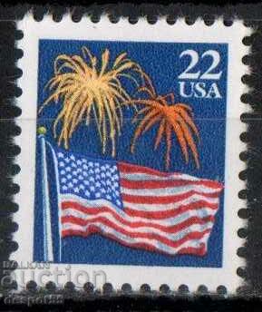 1987. USA. Flag with fireworks.