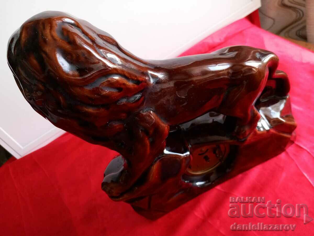 Old German Porcelain Table Mantel Clock LION - 6 Old German Porcelain Table Mantel Clock LION - 6