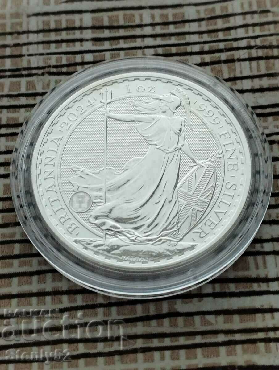 Silver coin Britannia, 2024 Charles III