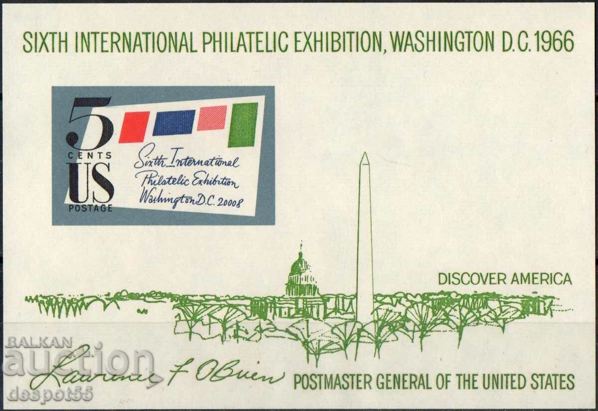 1966. USA. Sixth International Philatelic Exhibition. Block.
