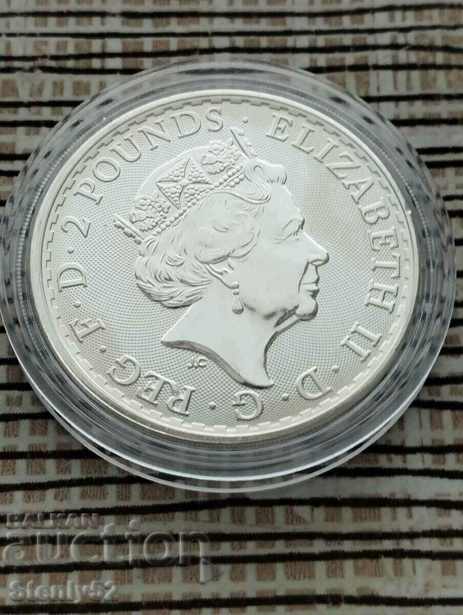 Сребърна монета Британия,2021 г.Елизабет Втора.