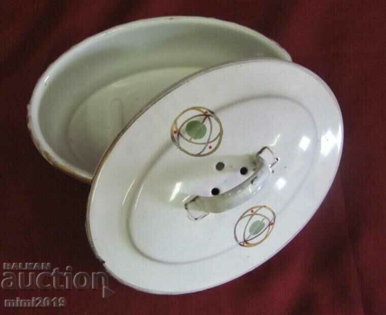 Art Nouveau Old Metal Enamel Soap Box - 6 Art Nouveau Old Metal Enamel Soap Box - 6