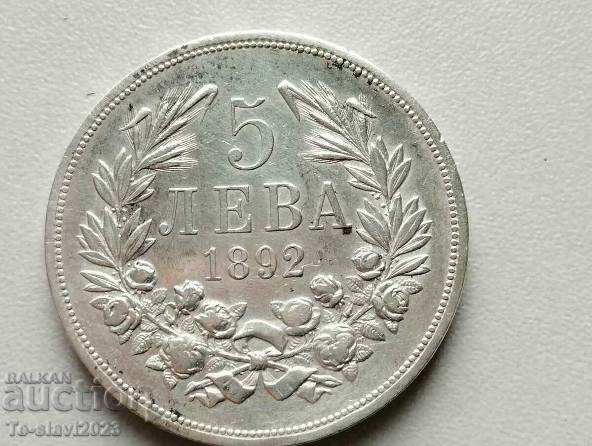 5 BGN 1892 - monedă, argint Bulgaria