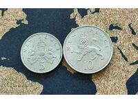 Monede Marea Britanie 5 și 10 pence noi, 1968
