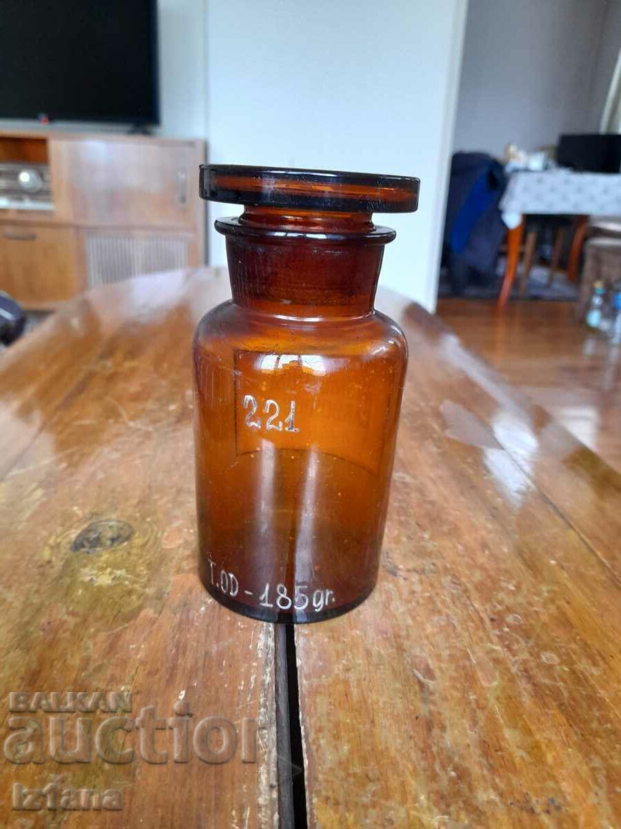 Licitație Sticla veche de farmacie, borcan Licitație Sticla veche de farmacie, borcan