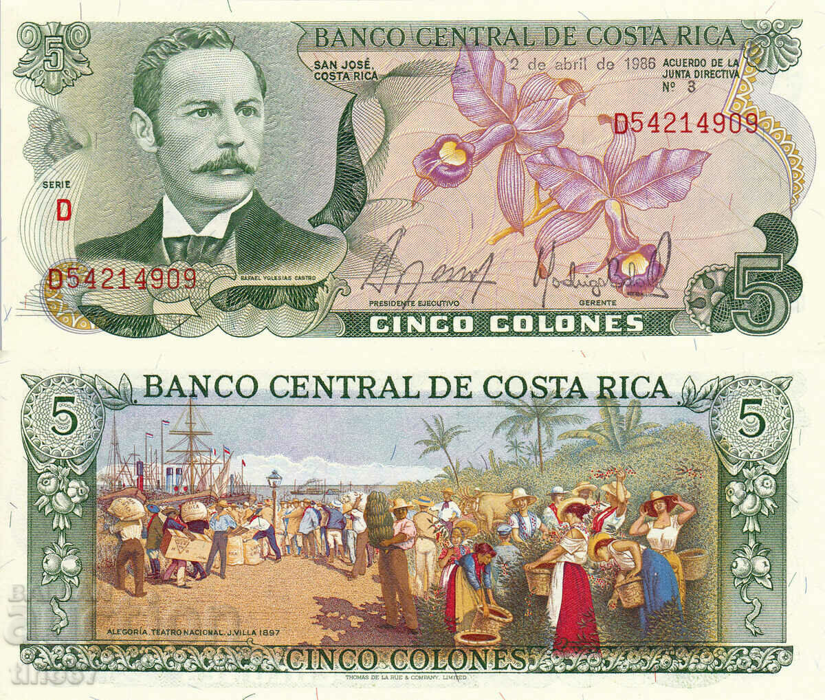 tino37- COSTA RICA - 5 COLONES - 1986 - UNC