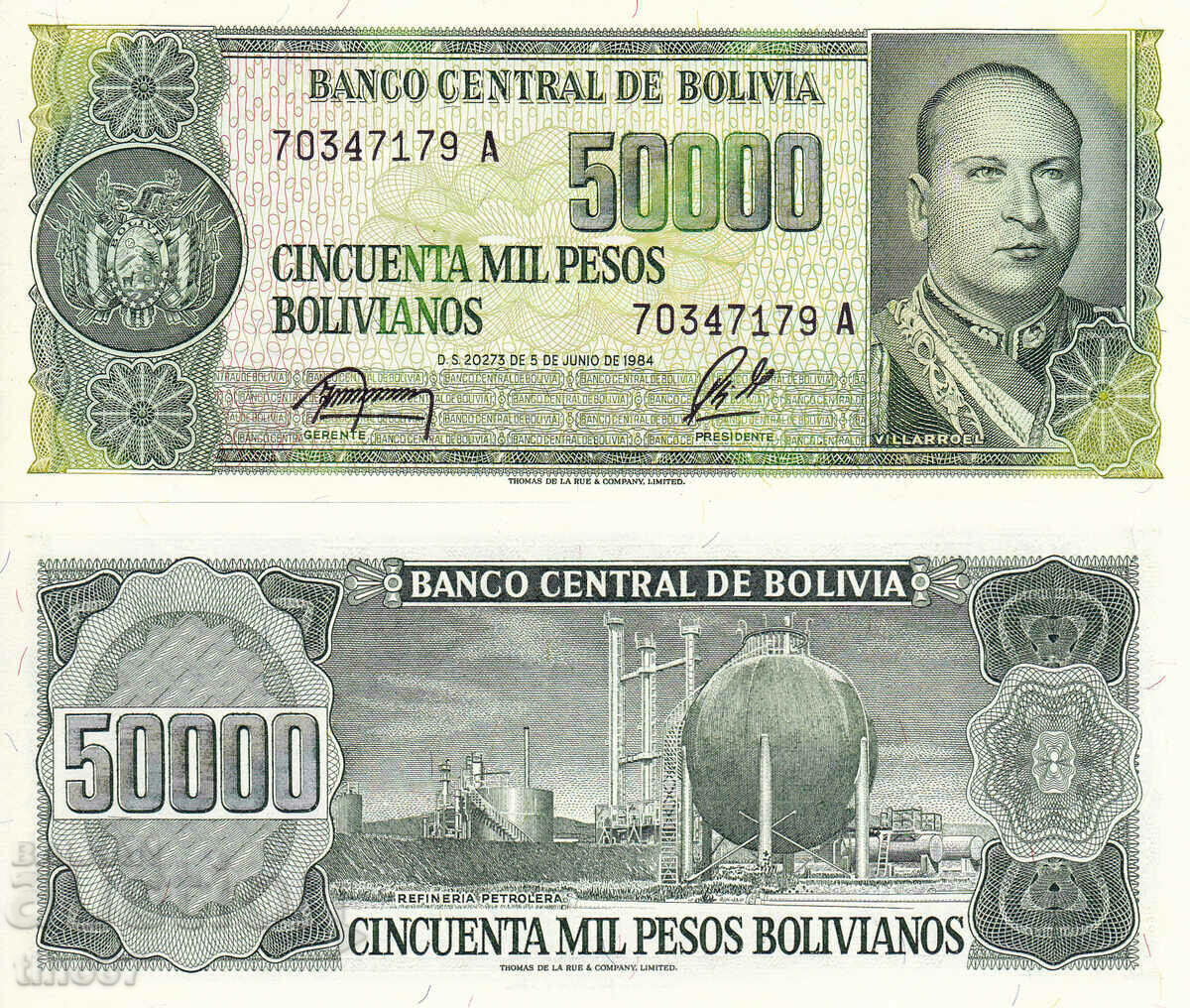 tino37- BOLIVIA - 50000 PESOS BOLIVIANOS - 1984 - UNC