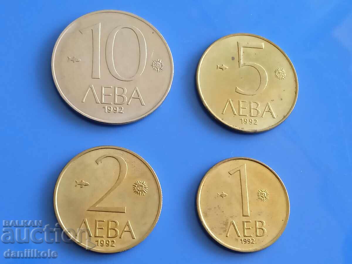 *$*Y*$* BULGARIA LOT OF COINS 1 TO 10 BGN 1992 - aUNC *$*Y*$*