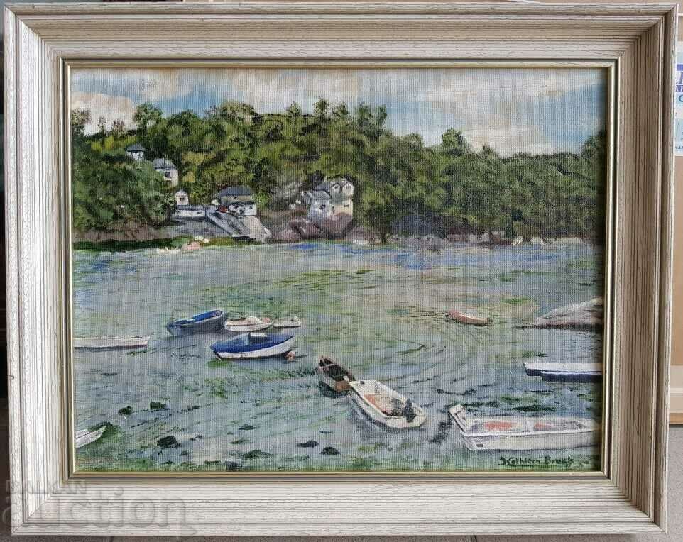 Seascape wharf by Korhleen Bresh oil paints