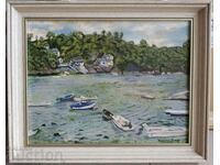 Seascape wharf by Korhleen Bresh oil paints