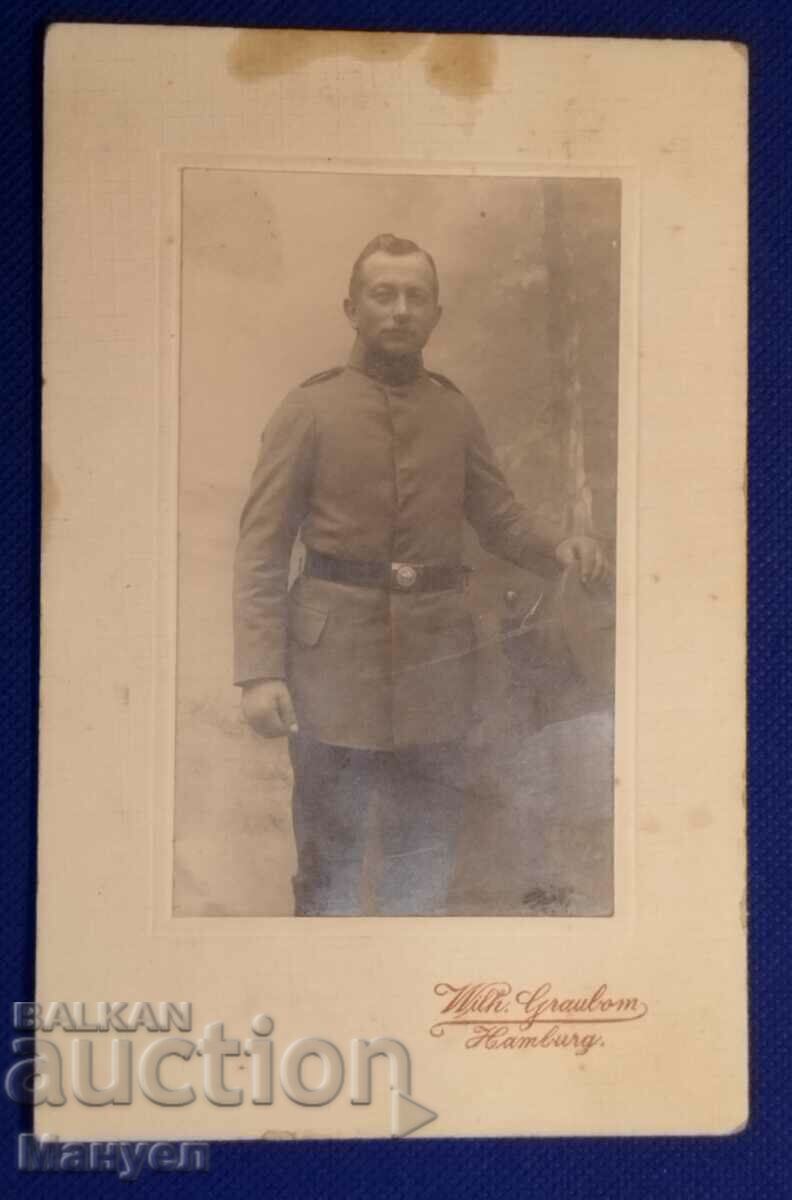 Old military photo, cardboard.