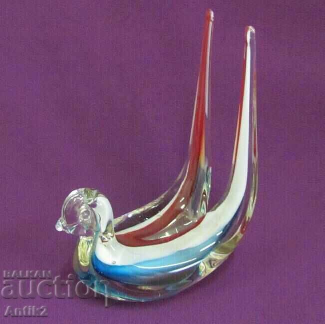 Rândunica din sticla de cristal de Murano Vintich