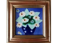 Beautiful painting with flowers hand painted ceramic and enamel
