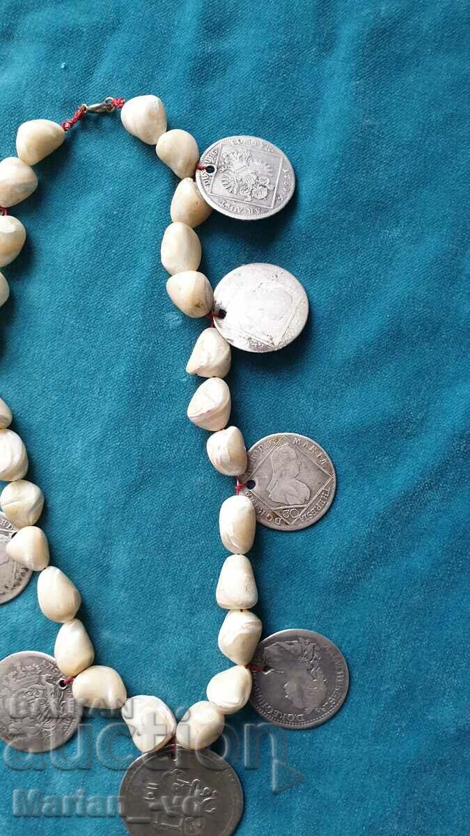 Old mother of pearl rosary with silver coins - 5