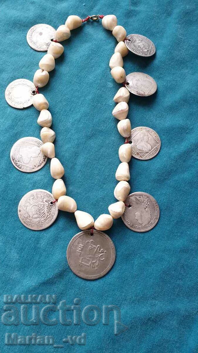 Old mother of pearl rosary with silver coins - 6