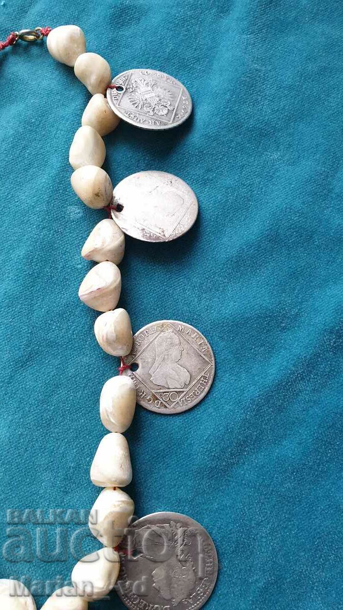 Old mother of pearl rosary with silver coins - 7