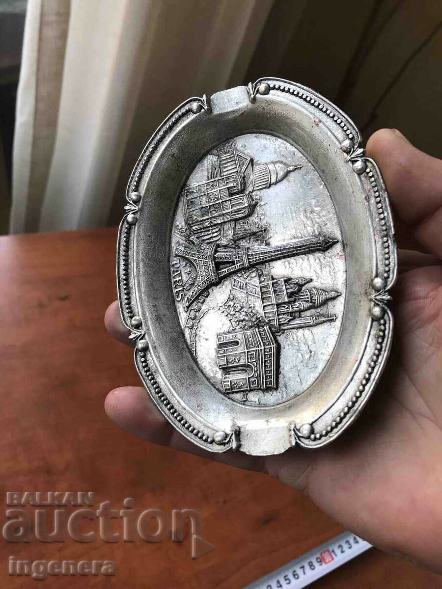 ASHTRAY ANTIQUE COPPER ALLOY PARIS RELIEF - 5