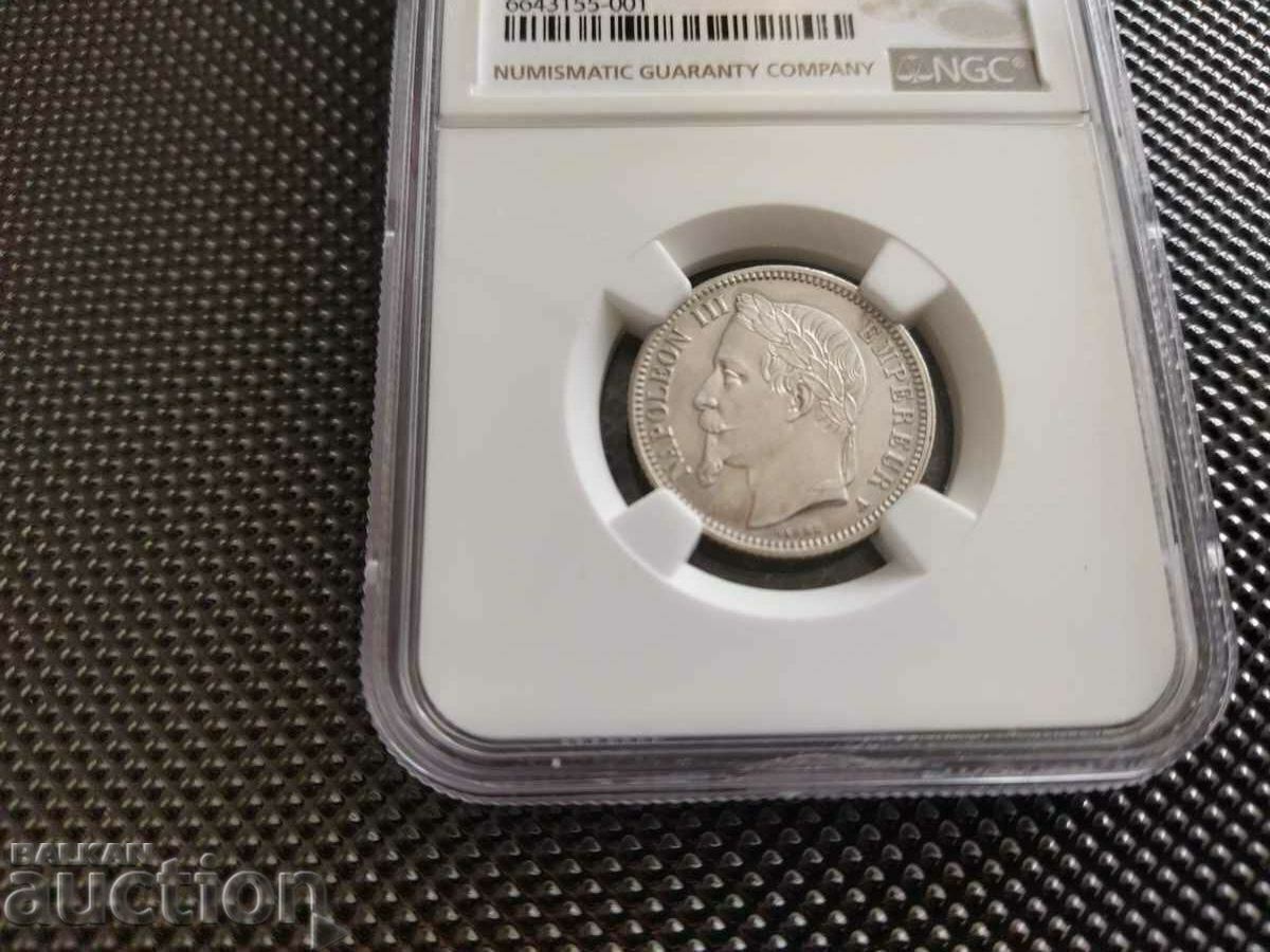 France coin 1 franc 1868 certified NGC UNC RRR with price 350.00 BGN | € 178.95 France coin 1 franc 1868 certified NGC UNC RRR with price 350.00 BGN | € 178.95