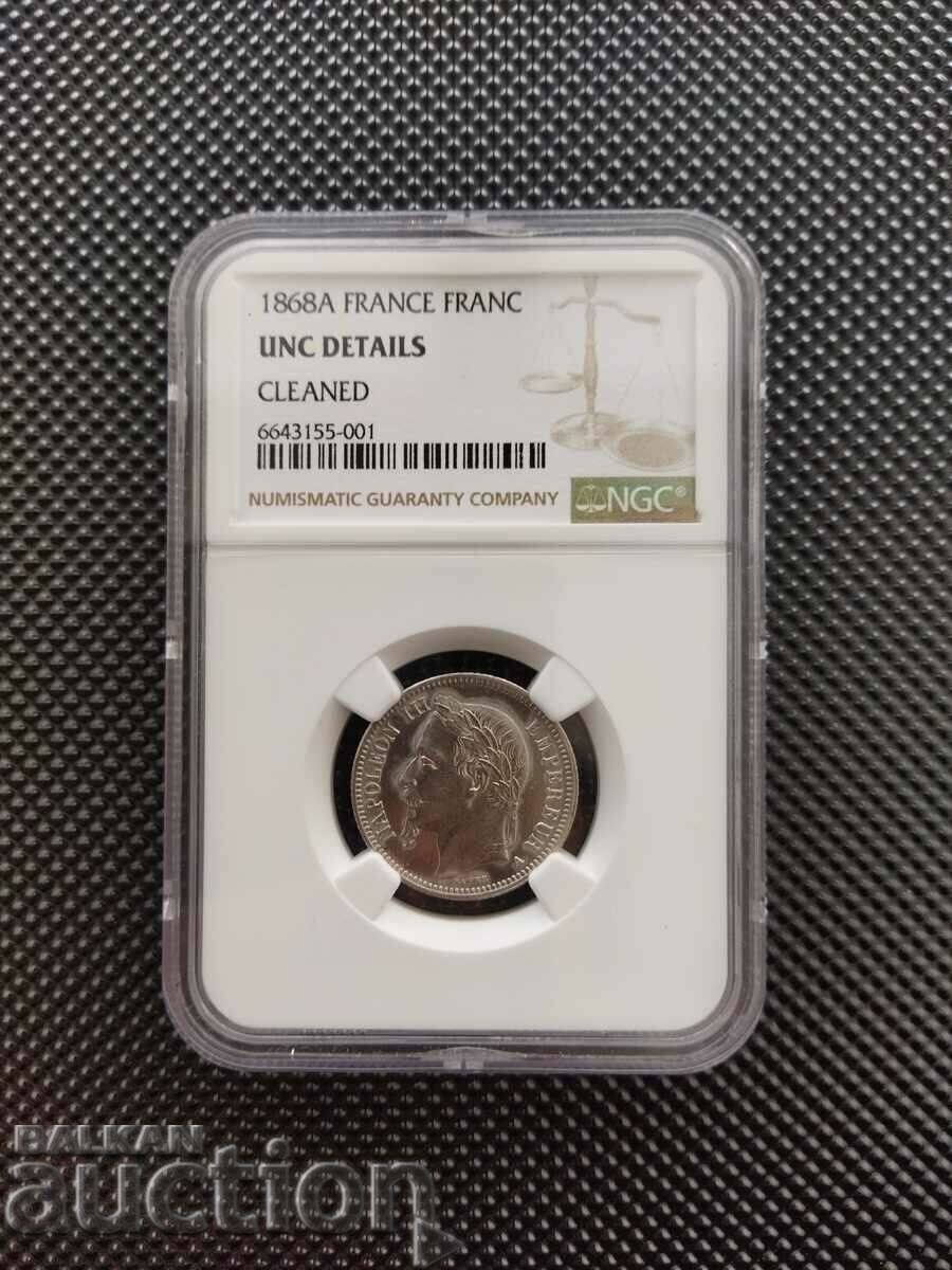 France coin 1 franc 1868 certified NGC UNC