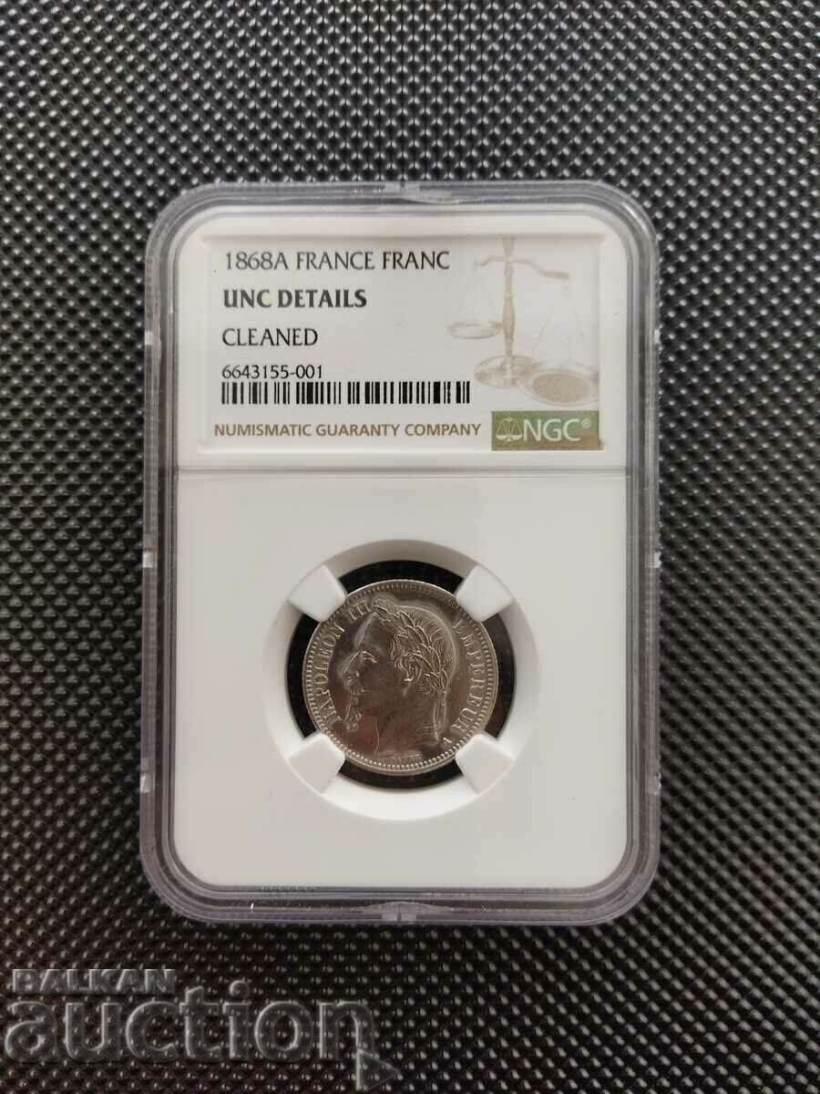 France coin 1 franc 1868 certified NGC UNC