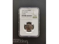 Франция монета 1 франк 1868г. сертифицирана NGC UNC RRR