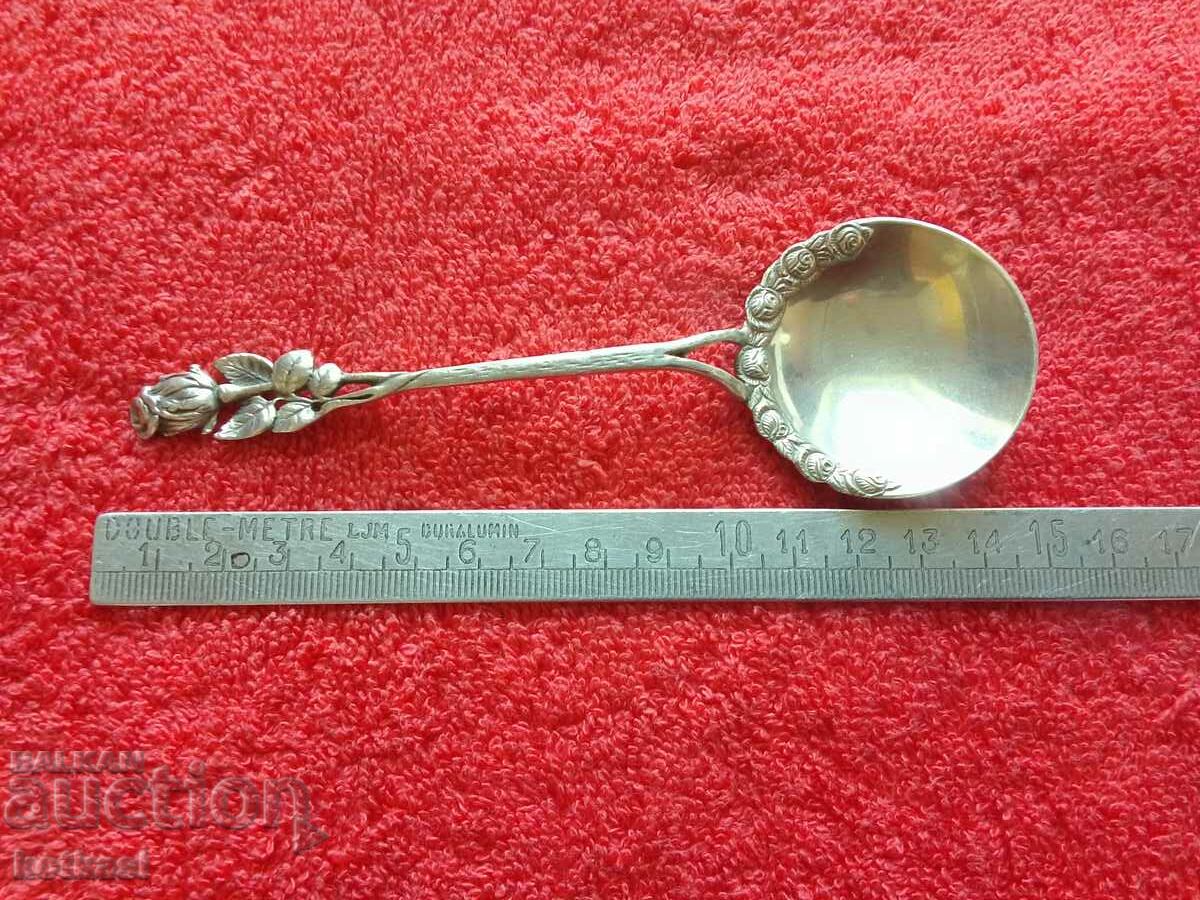 Old beautiful silver 800 spoon marked roses