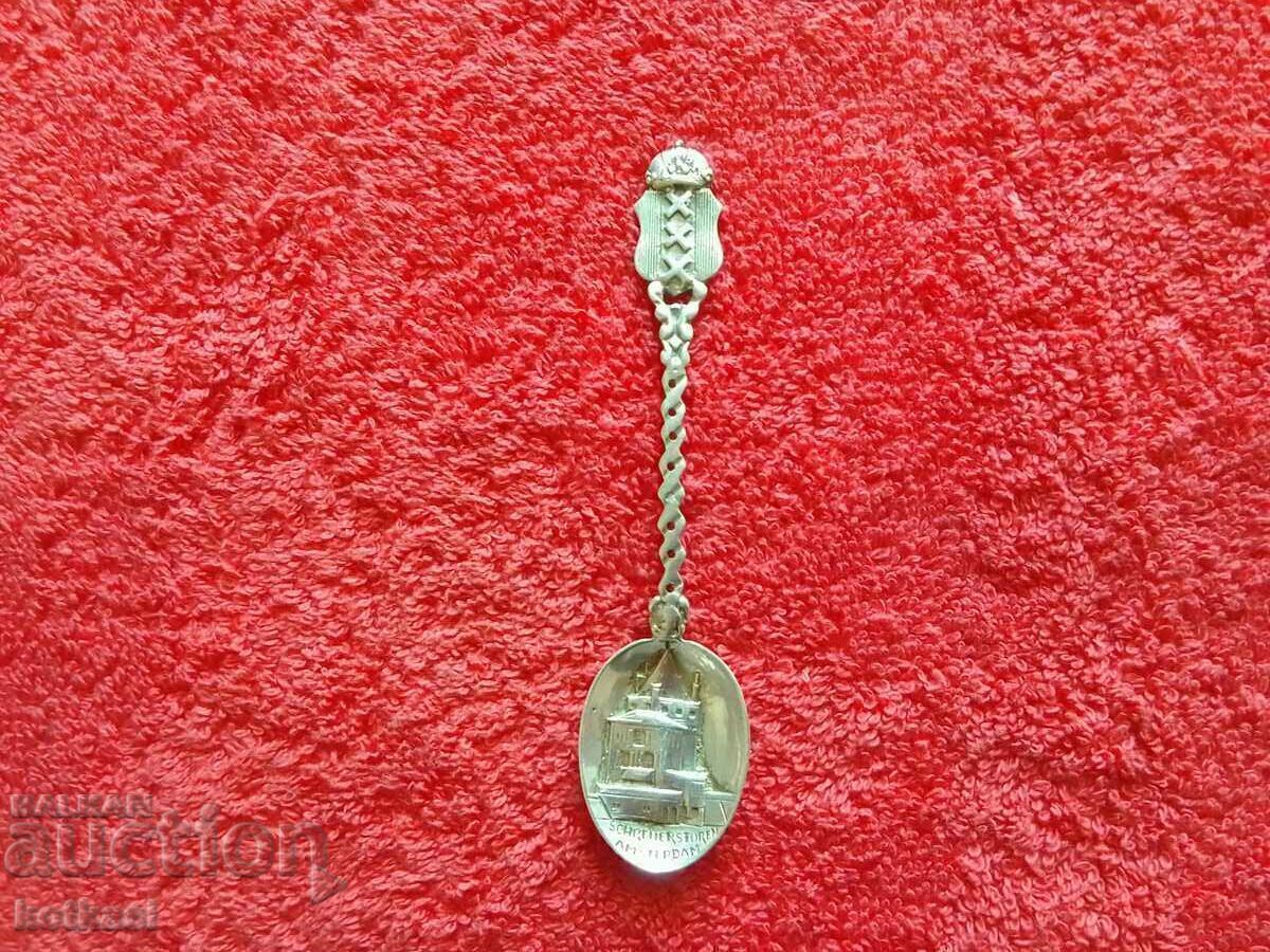 Стара красива сребърна лъжичка надписи Амстердам - 7