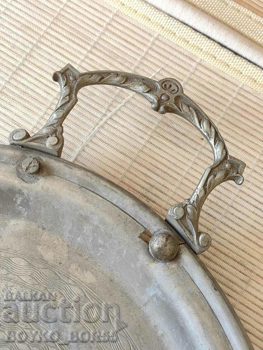 Delivery of Antique Royal Alpaca Melchior Metal Tray Delivery of Antique Royal Alpaca Melchior Metal Tray