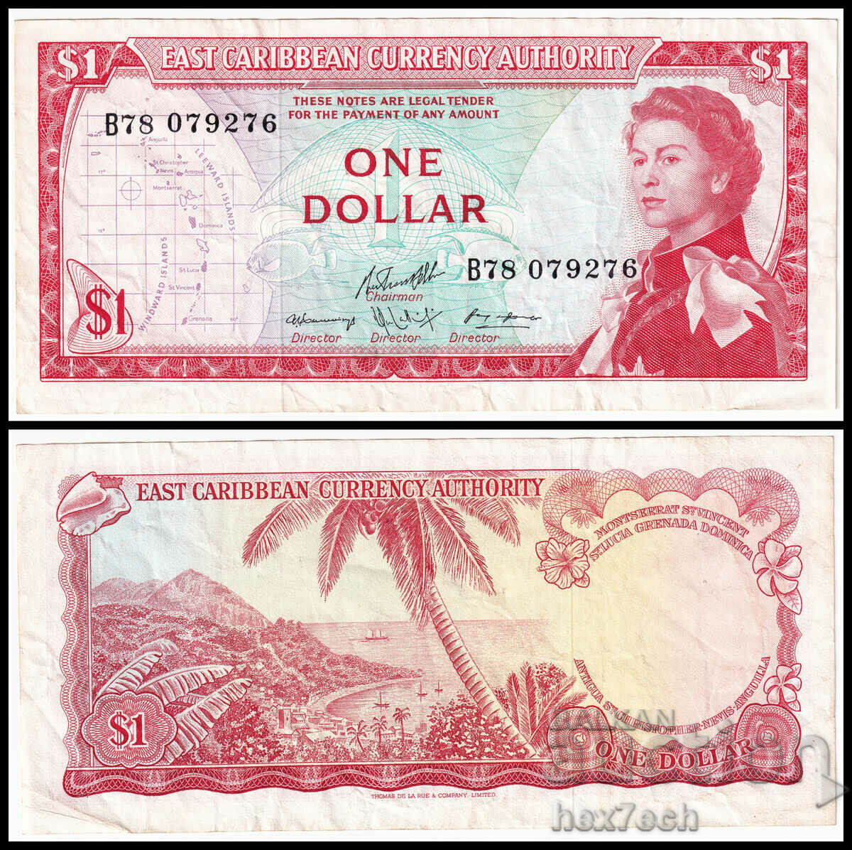 ❤️ ⭐ Източни Кариби 1965 1 долар ⭐ ❤️