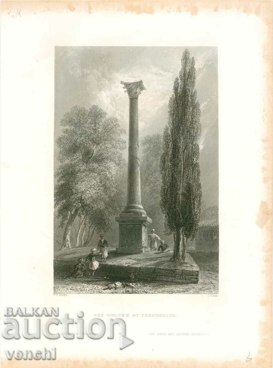 1838 - GRAVURA - Coloana lui Teodosie - ORIGINAL