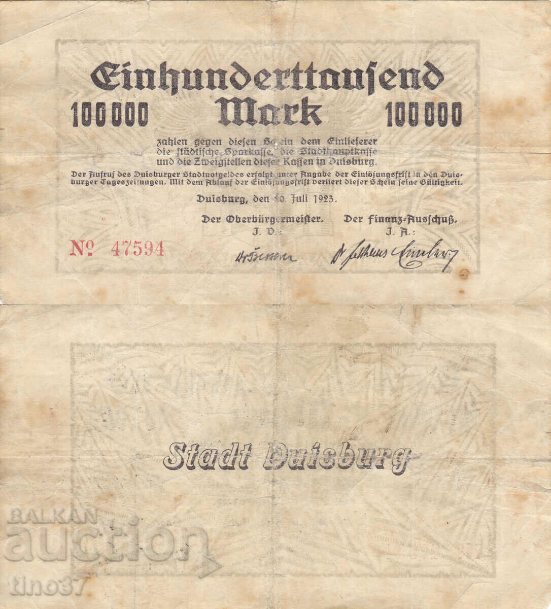 tino37- GERMANY - 100000 MARKS -1923